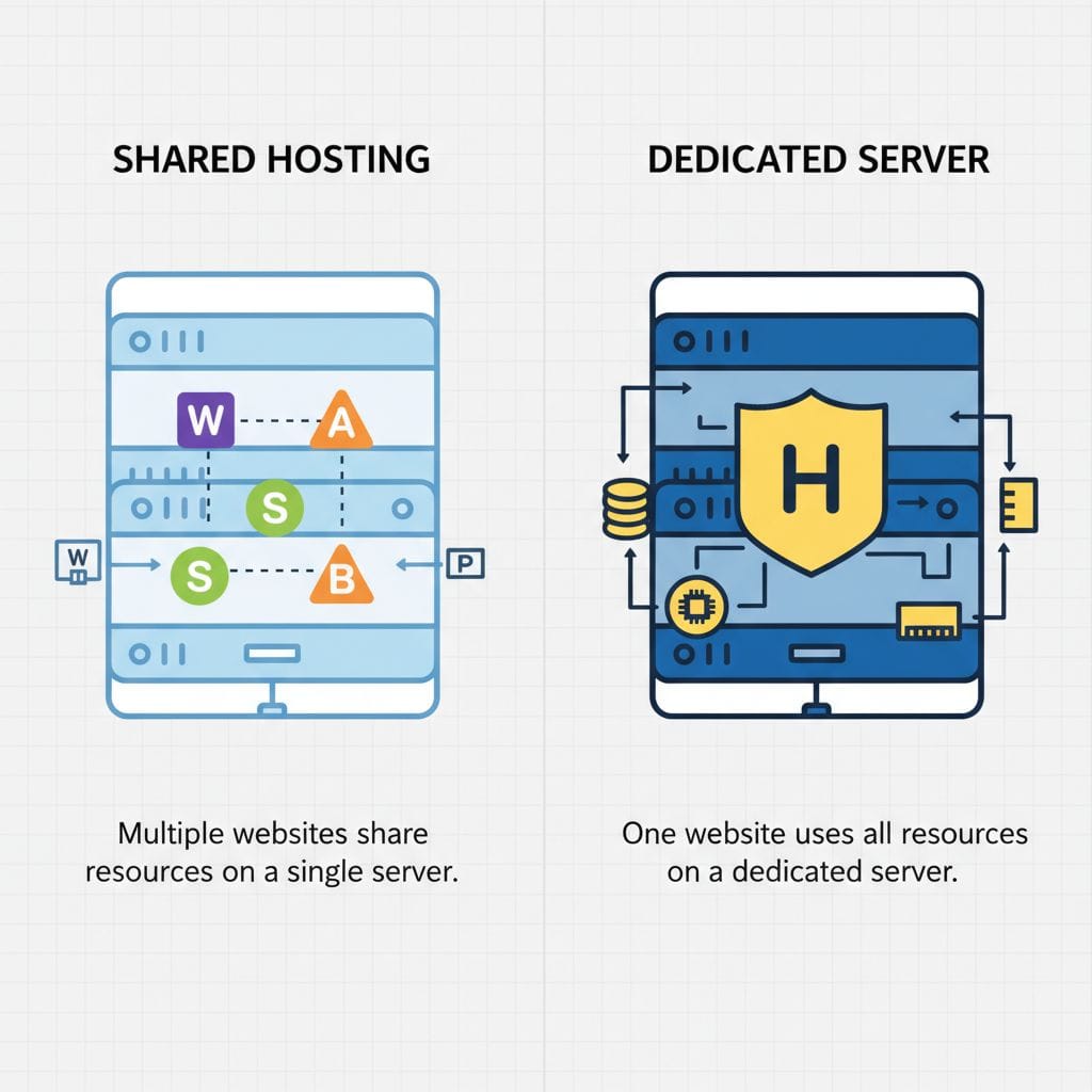 Dedicated server vs shared hosting architecture diagram Dedicated server vs shared hosting architecture diagram