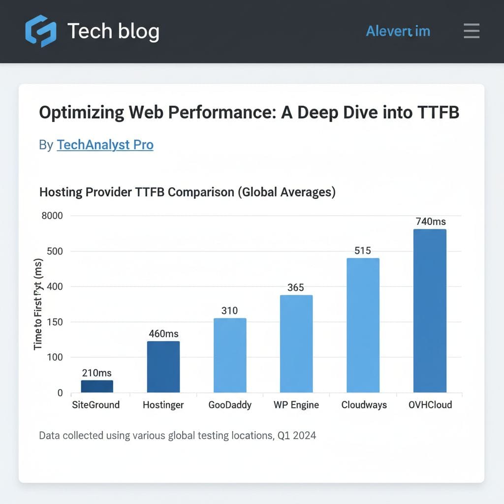 WordPress hosting speed comparison chart 2026 showing TTFB results