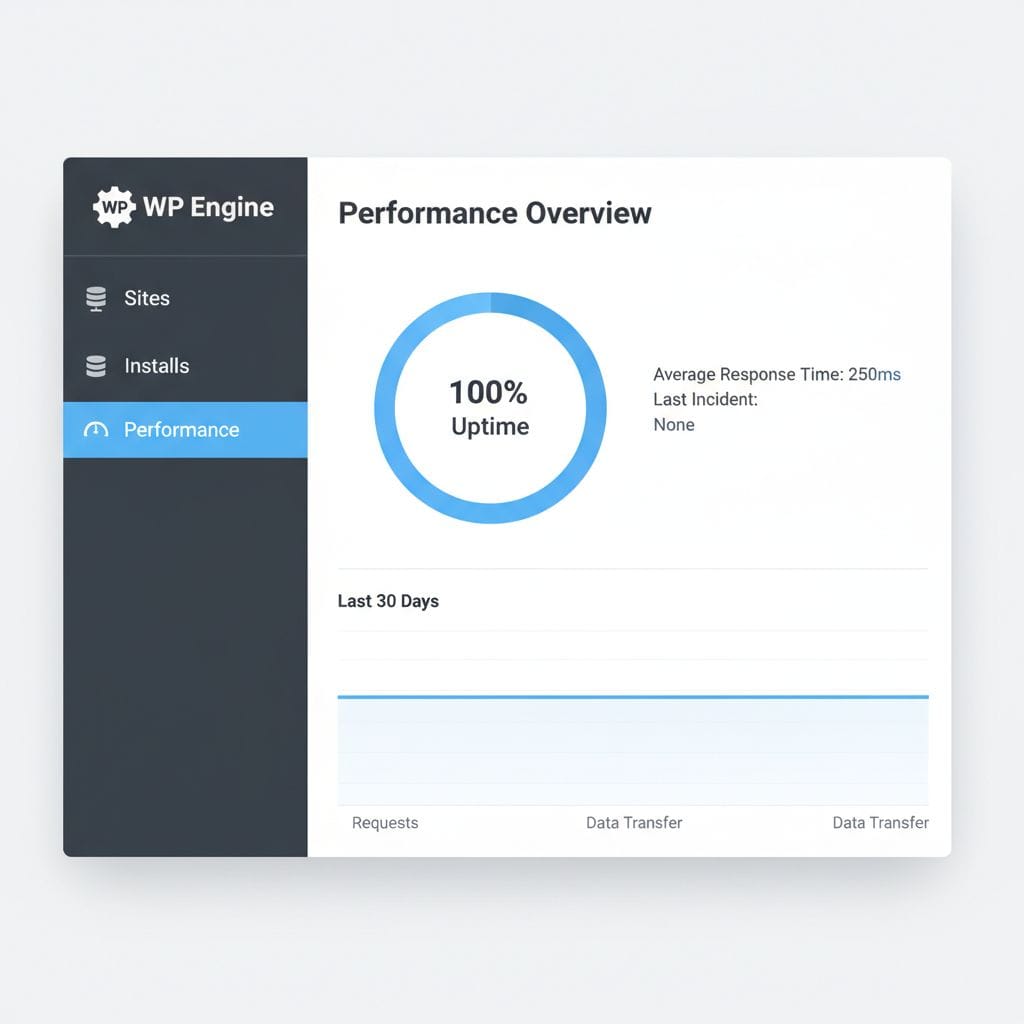 WP Engine dashboard showing performance metrics and staging area