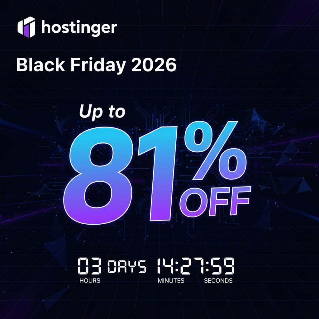 Hostinger Black Friday 2026 promo banner showing 81 percent discount Hostinger Black Friday 2026 promo banner showing 81 percent discount