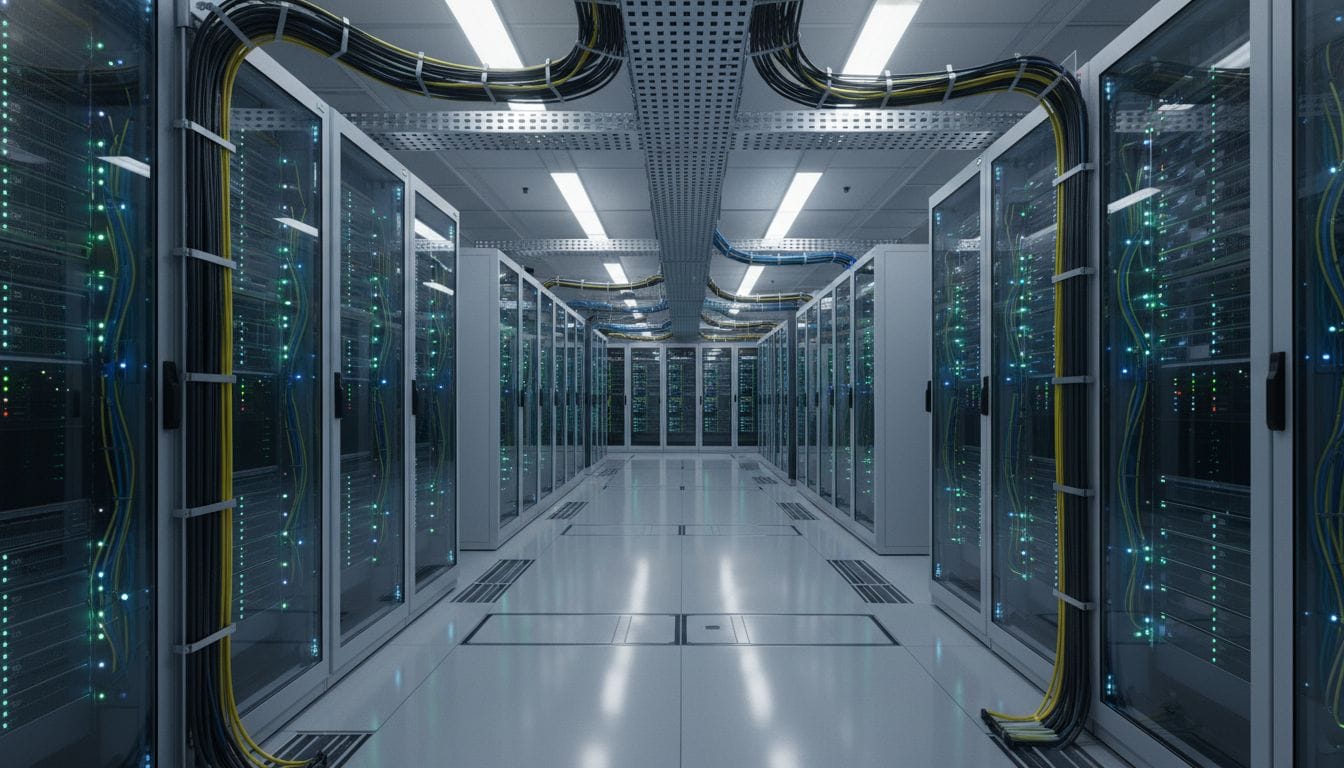 Modern server room with NVMe Gen5 hardware Modern server room with NVMe Gen5 hardware