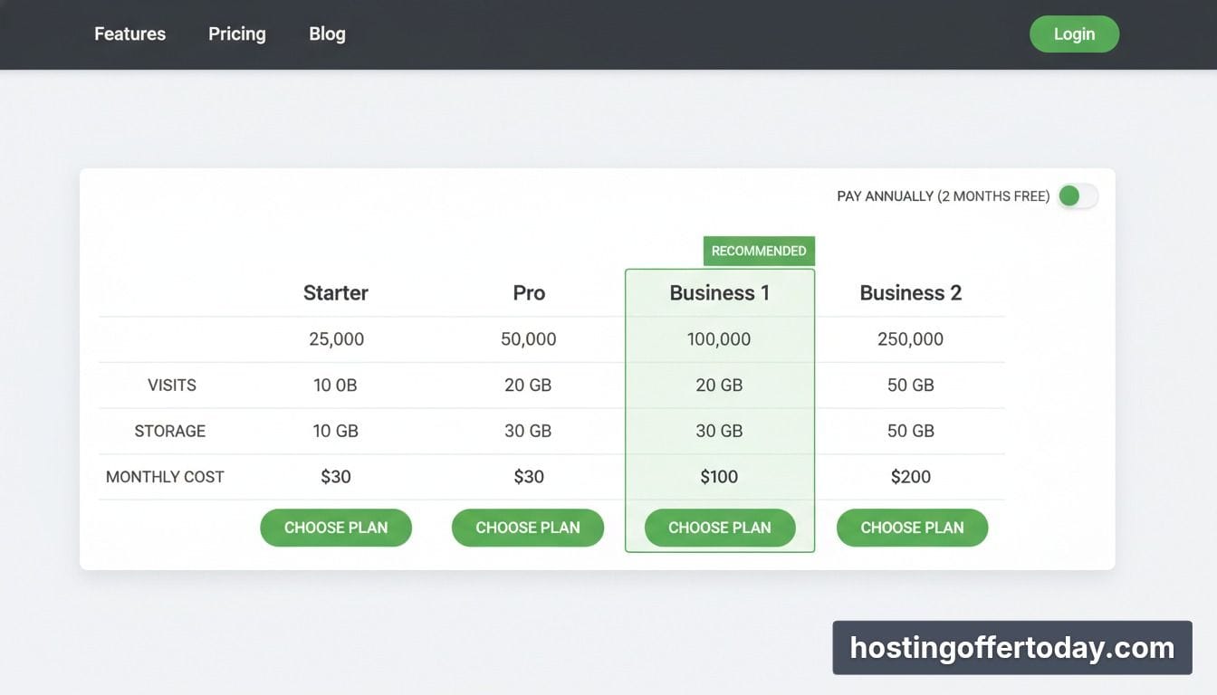 Kinsta pricing plans comparison matrix for US small businesses