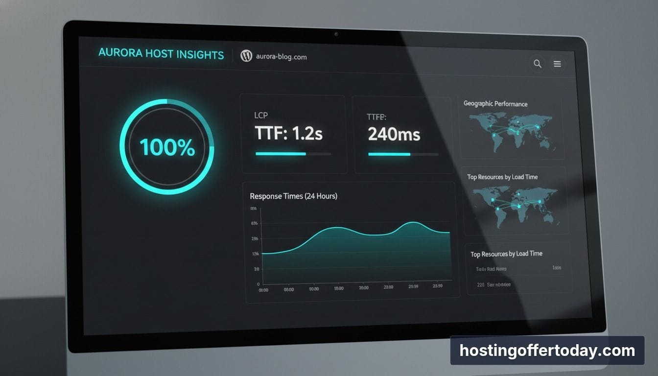 Kinsta hosting review 2026 speed test performance dashboard showing LCP and TTFB
