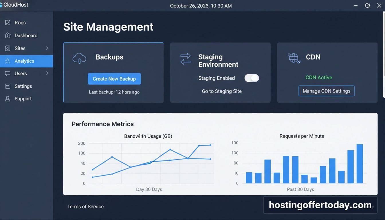 MyKinsta dashboard showing one-click staging and backup tools