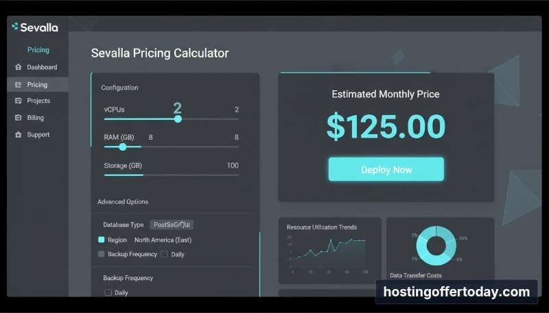 Kinsta database hosting cost estimator showing custom RAM and storage options Kinsta database hosting cost estimator showing custom RAM and storage options