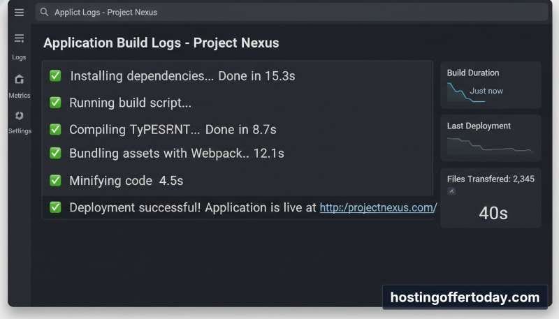 Sevalla application hosting build logs showing successful deployment Sevalla application hosting build logs showing successful deployment